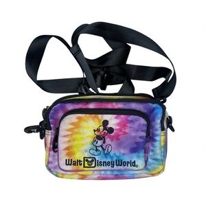 Walt Disney World Tie-Dye Embroidered Fanny Pack Crossbody Bag Purse Waist Bag